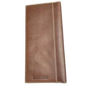 Dooney‎ Bourke Brown Leather Slim Bifold Long Wallet Clutch Organizer